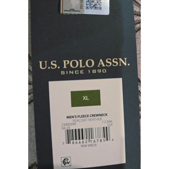 NWT US Polo Assn Men's Classic Sweatshirt Color: Peacock Heather Size: XL - Picture 4 of 6